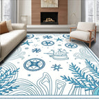 Nautical Blue Starfish Sailboat Compass Rug