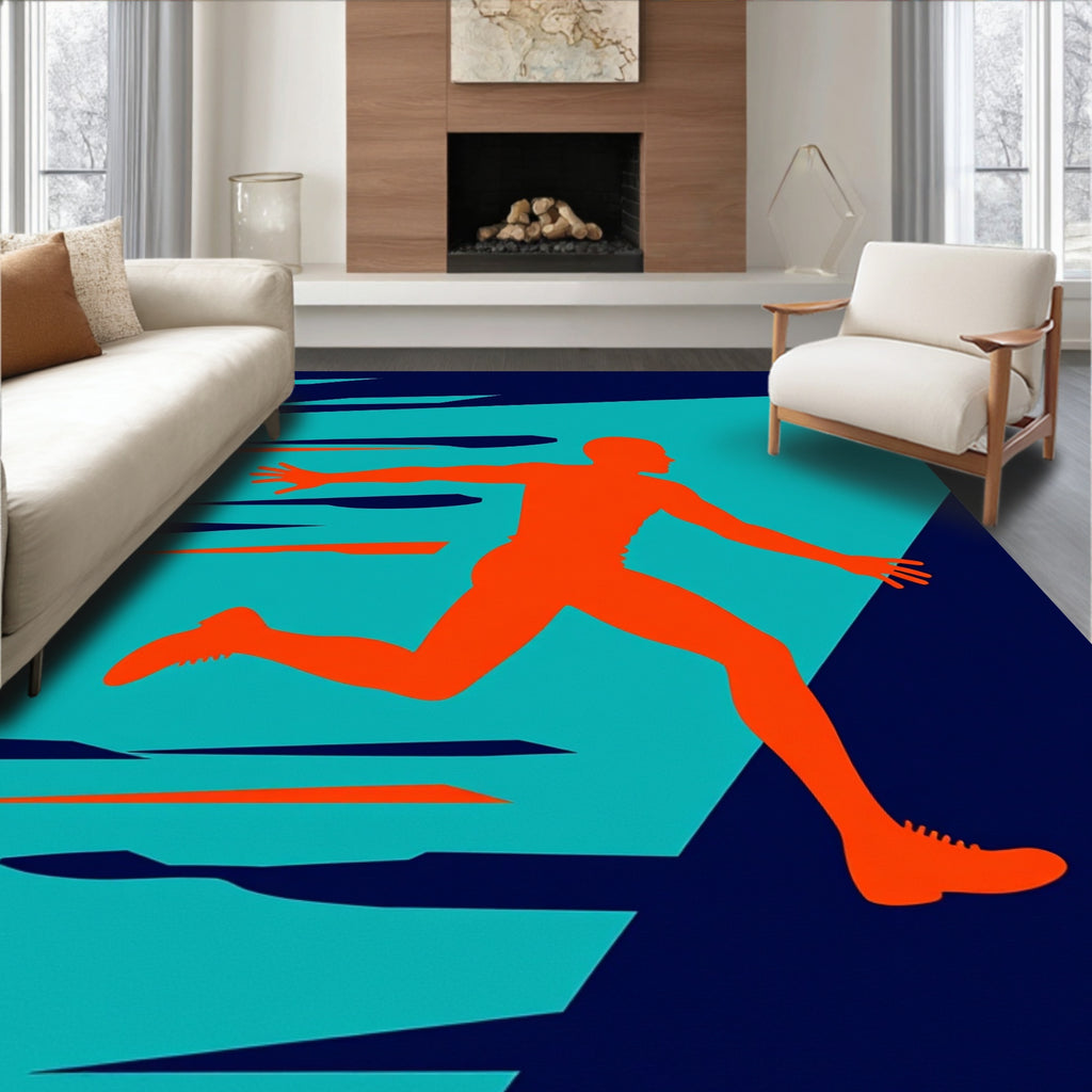 Abstract Orange Runner Motion Graphic Rug