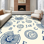 Navy Blue Vintage Alphabet Medley Rug