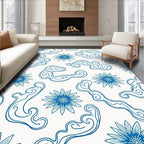 Azure Blossom Cloud Swirls Rug