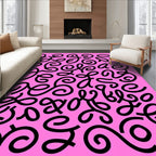 Bright Pink Curlicue Script Collage Rug