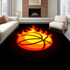 Fiery Basketball Graphic Rug