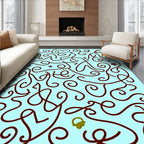 Light Blue Swirling Vine Star Accents Rug