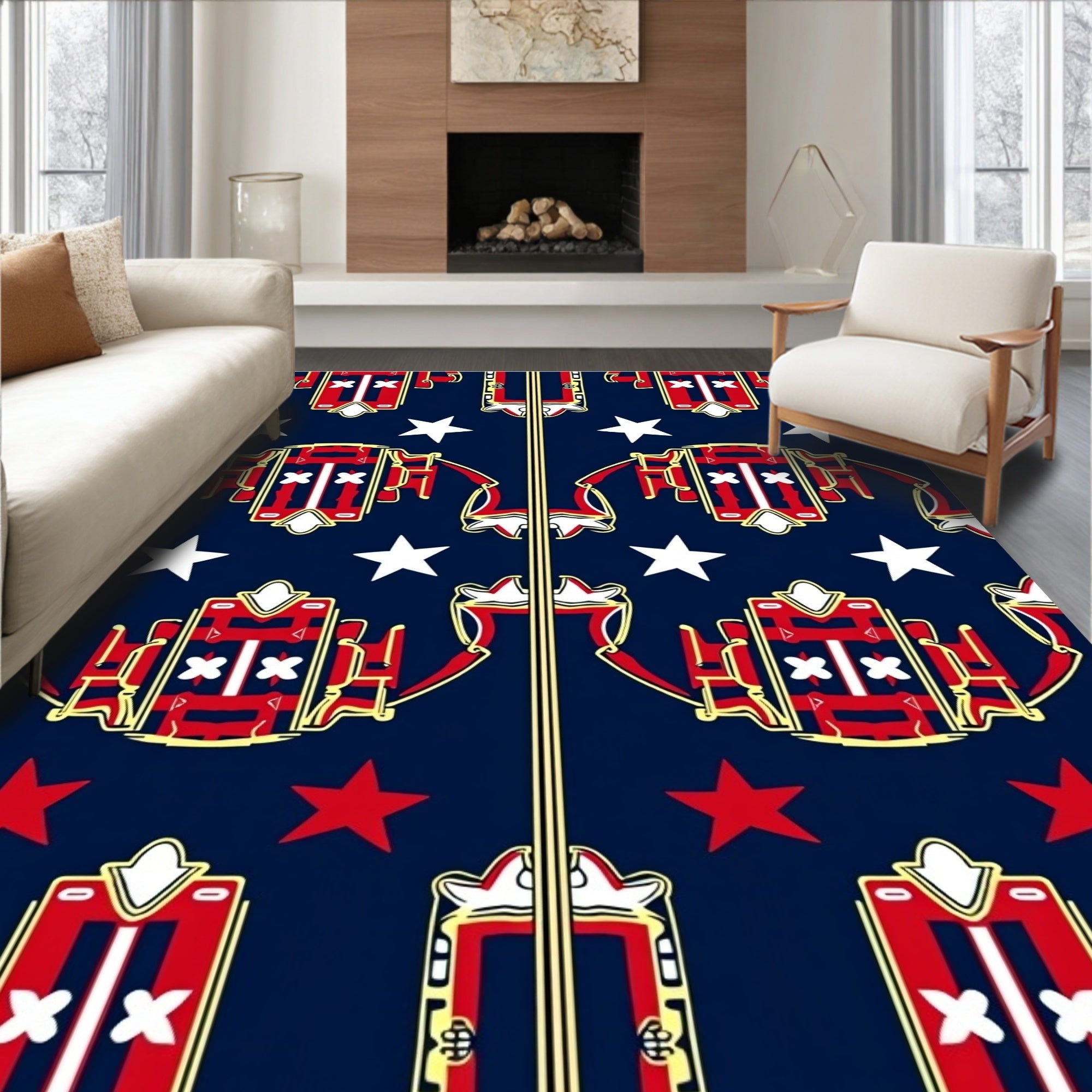 Red White Blue Stars Arch Rug