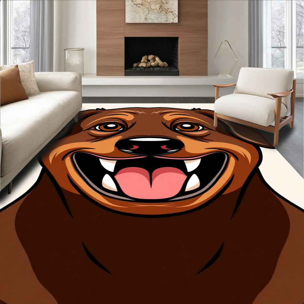 Happy Brown Doberman Face Portrait Rug