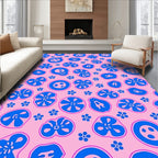 Pink Blue Organic Blossom Scatter Rug