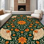 Emerald Orange Floral Winged Medallion Rug