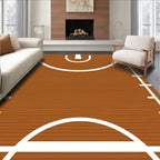 Wood Grain Basketball Court Lines Rug