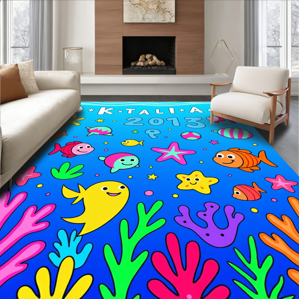 Happy Under the Sea Friends Coral Rug