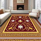 Rich Burgundy Floral Gold Medallion Rug
