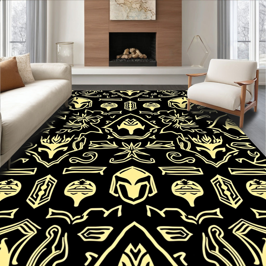 Ancient Gold Black Warrior Helmet Rug