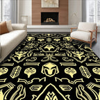 Ancient Gold Black Warrior Helmet Rug