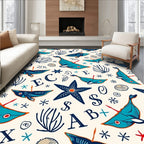 Oceanic Whales Starfish Marine Life Rug