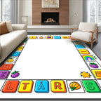Colorful Alphabet Fruits and Shapes Border Rug