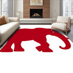Bold Red Elephant Silhouette Rug
