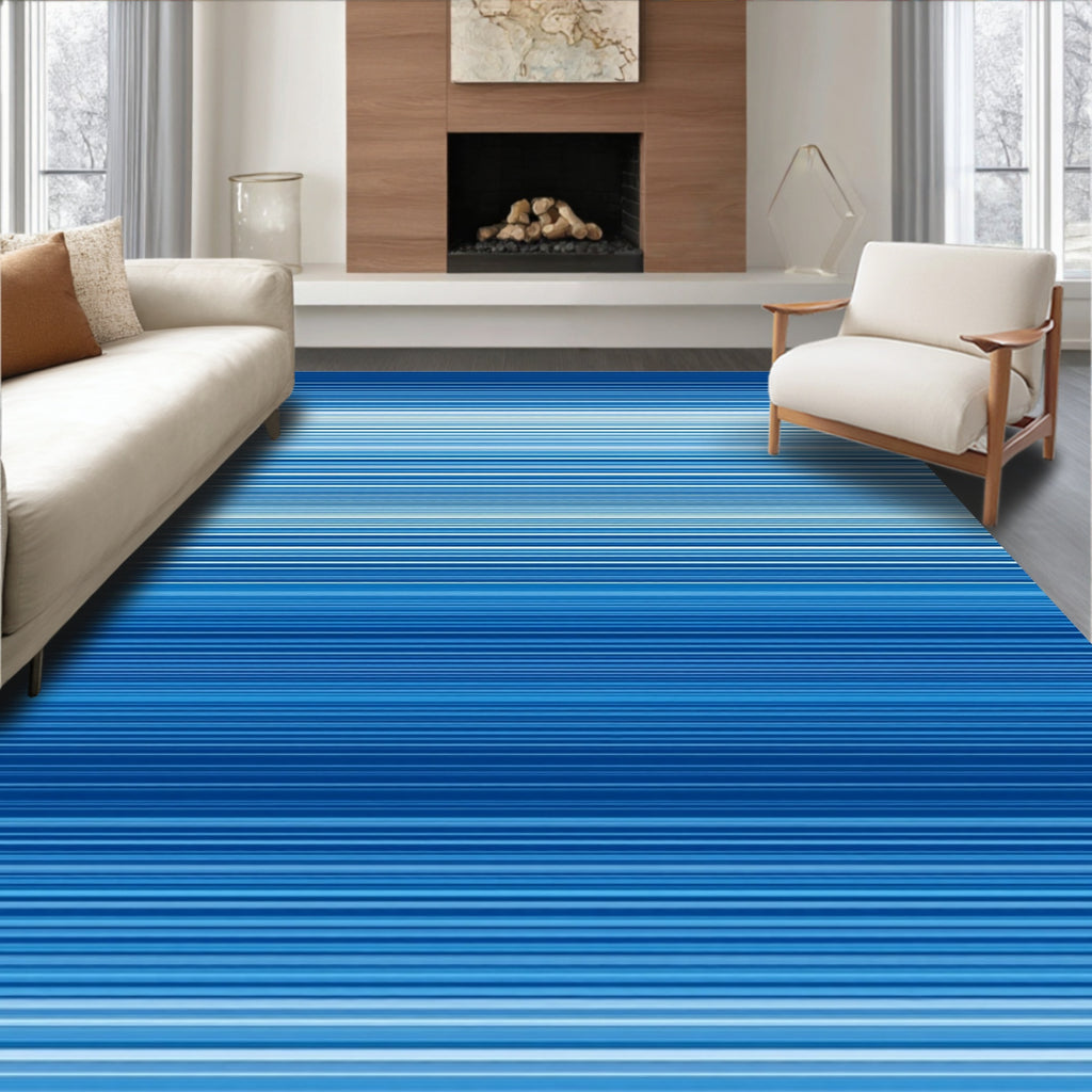 Deep Blue Gradient Horizontal Stripe Rug