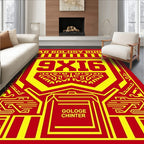 Red Yellow Bold Geometric Layout Rug