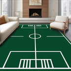 Green Football Field Lines Rug