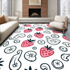 Pink Strawberry Hearts and Circles Rug