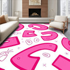 Pink Funky Letters Abstract Collage Rug