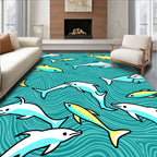 Aqua Ocean Dolphin School Rug