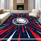 Crimson White Sunburst Graphic Rug
