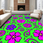 Retro Pink Purple Floral Swirl Rug