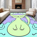 Pastel Cat with Floral Accents Rug