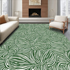 Emerald Green Abstract Swirl Foliage Rug