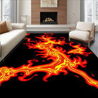 Crimson Yellow Swirling Flame Abstract Rug