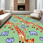 Whimsical Giraffe Safari Animals Rug