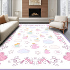 Whimsical Pink Ballerina Clouds stars Rug