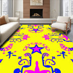 Vibrant Yellow Starburst Motif Rug