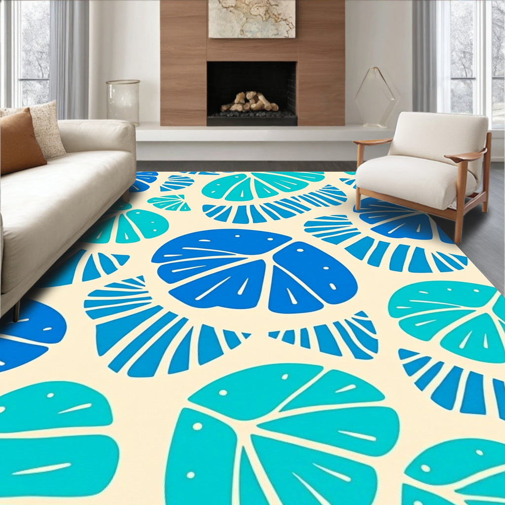 Dappled Blue Citrus Slice Arrangement Rug