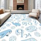Blue Whales Among Alphabet Blobs Rug