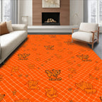 Orange Tribal Mask Net Rug