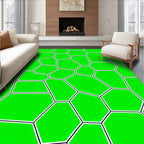 Lime Green Geometric Voronoi Cells Rug