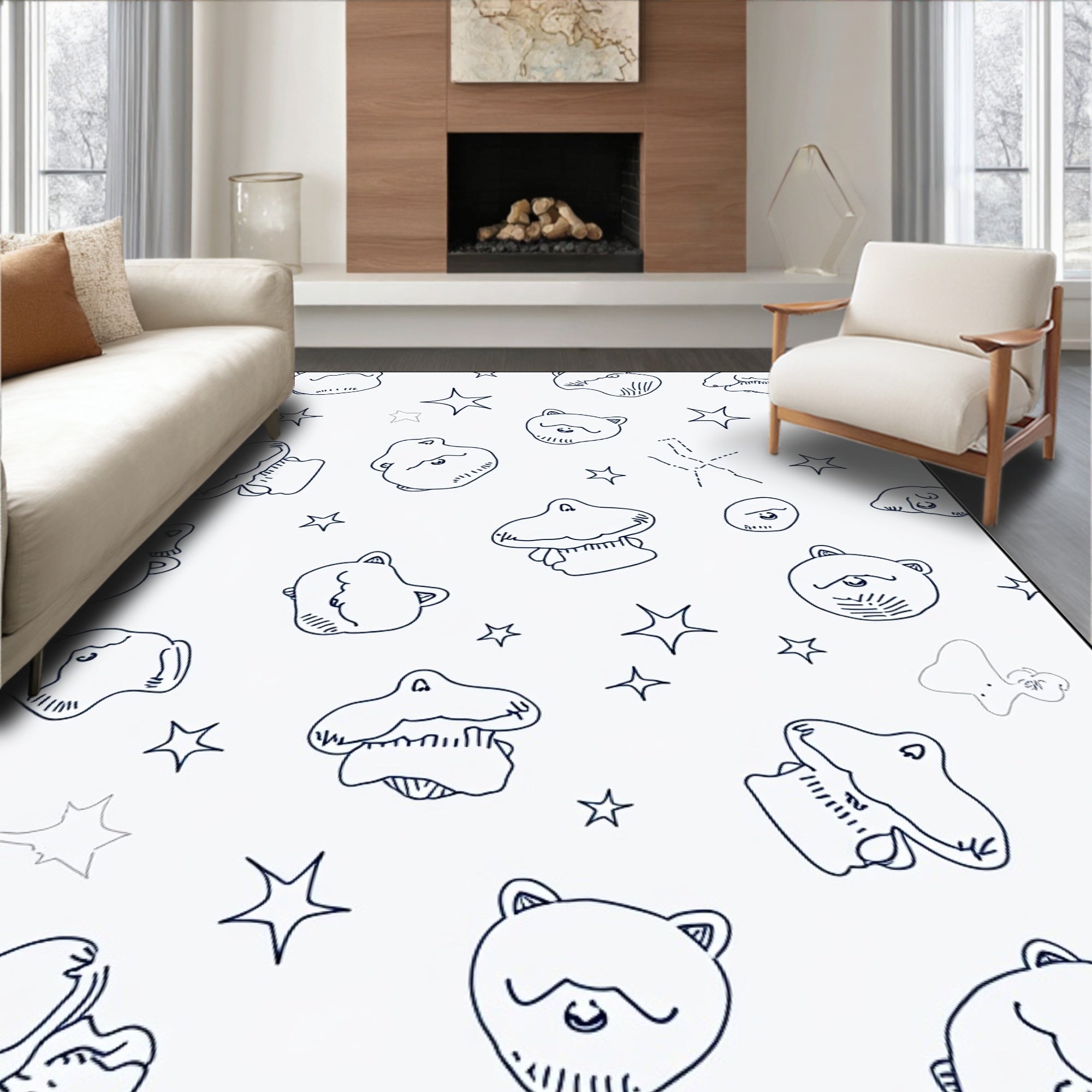 Doodle Creature Starry Night Companions Rug