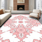 Soft Pink Floral Medallion Arrangement Rug