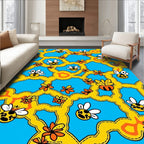 Whimsical Yellow Bee and Flower Medley Rug