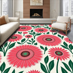 Coral Daisy Floral Arrangement Rug