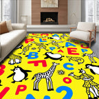 Playful Animals Alphabet Yellow Rug