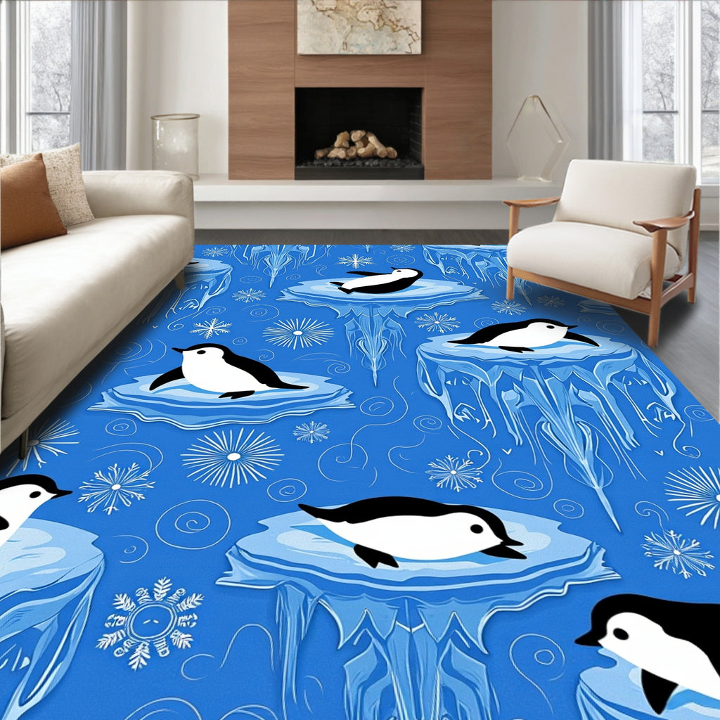 Cute Penguin Iceberg Snowflake Medley Rug