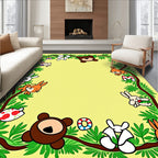 Whimsical Woodland Animals Alphabet Border Rug