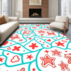 Playful Red Creature Hearts Stars Rug
