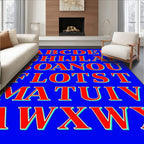 Bold Red Alphabet Grid Rug