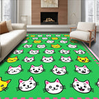 Cute Yellow and White Cat Faces Rug