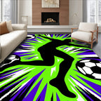Dynamic Soccer Player Burst Rug
