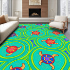 Vibrant Turquoise Turtle Mosaic Rug