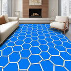 Cobalt Blue Hexagonal Net Rug